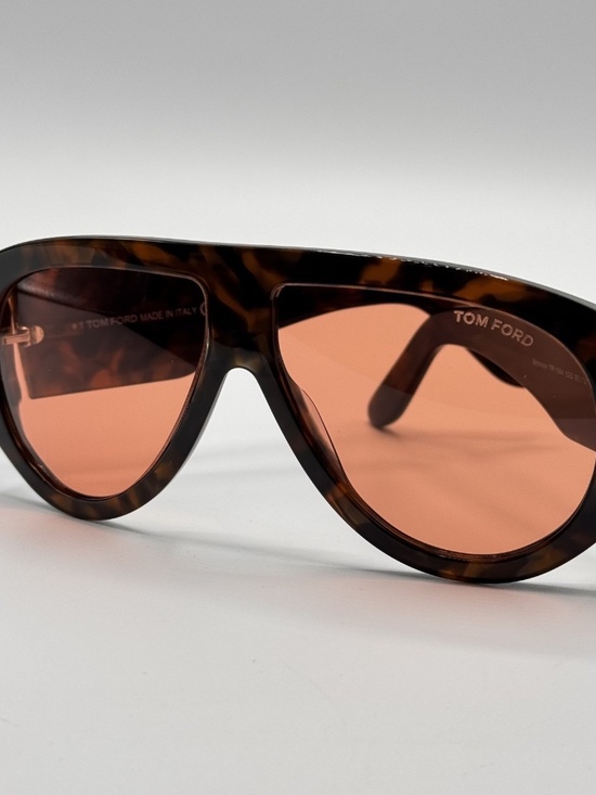 Tom Ford BRONSON TF1044 52S Sunglasses Havana Oversized Aviator Frame Red Lens main image 7